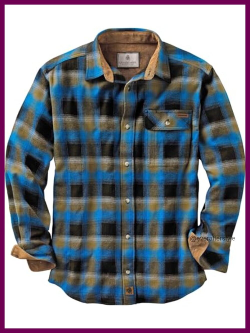 Men's Long Sleeve Button Down 100% Cotton Flannel Shirt Relaxed Fit Plaid